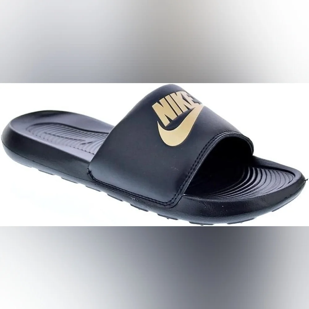 Nike Victori One Men's Slides Black with Gold Logo Nike Size 12